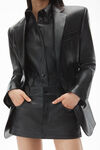 alexander wang boxy blazer in leather black