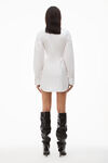 alexander wang twist front shirtdress in compact cotton white
