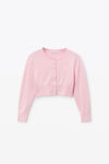 Alexander Wang pink chalk 超细美利奴羊毛徽标装饰压纹紧身开衫