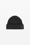 Alexander Wang black 水晶热熔徽标针织帽