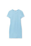 Alexander Wang sky blue logo jacquard stretch short sleeve mini dress