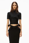 alexander wang 弹力平纹针织褶皱半高领上衣 black