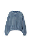 Alexander Wang washed blue ink 蓝色徽标发泡彩胶印花运动衫