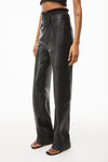 alexander wang mid rise stacked pant in moto leather black