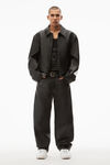 alexander wang 内衬皮革宽松牛仔裤 black