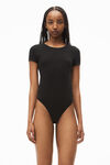 Alexander Wang black short-sleeve bodysuit in rib-knit jersey