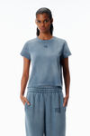 Alexander Wang washed blue ink blue shrunken cotton tee with logo