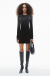 Alexander Wang washed nickel long-sleeve minidress in plush velour