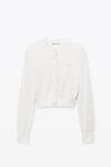 Alexander Wang soft white 徽标装饰粘胶纤维刺绣短款开衫