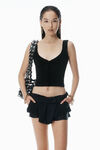 Alexander Wang black sheer ruched tank top
