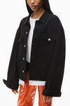 alexander wang 水洗黑色牛仔徽标机车夹克 washed black