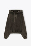 alexander wang puff logo hoodie in glitter terry army green