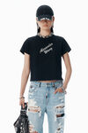 Alexander Wang black black crystal hotfix & cotton logo tee