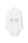 alexander wang logo elastic dress in cotton poplin  white