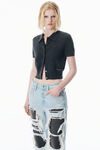 Alexander Wang charcoal charcoal wool short sleeve polo cardigan