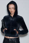 Alexander Wang washed nickel hoodie with clear bead hotfix in crushed velour