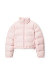Alexander Wang light pink cropped puffer coat with reflective logo