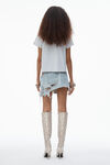 alexander wang puff logo shrunken tee in cotton jersey   light heather grey