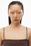alexander wang clear hotfix slip dress in light mesh chocolate