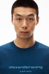 alexander wang long sleeve glitter puff logo tee dark navy combo