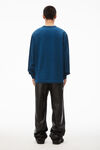 alexander wang long sleeve glitter puff logo tee dark navy combo