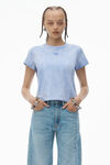 Alexander Wang washed pale blue 徽标装饰棉质平纹针织布紧身 t 恤