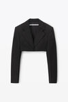 Alexander Wang black cropped tuxedo blazer in wool tailoring