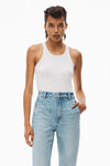 alexander wang fly high-rise slimstacked jean in denim light indigo fade