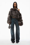 Alexander Wang black crackle indigo clear crystal hotfix moto pant in cotton denim