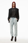 alexander wang  logo print jogger in denim pebble bleach/white