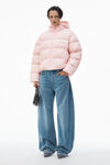 Alexander Wang light pink 短款格纹羽绒连帽衫