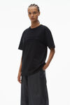 Alexander Wang black 做旧徽标装饰棉质平纹针织布中性 t 恤