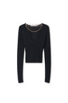 Alexander Wang black logo nameplate cropped shirt
