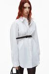 button down belted tunic in cotton
