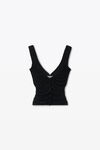 Alexander Wang black sheer ruched tank top