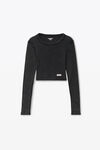 Alexander Wang washed black cropped long-sleeve tee in ribbed cotton