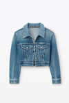 Alexander Wang classic medium indigo 牛仔紧身机车开衫