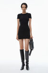 Alexander Wang black 徽标提花弹力短袖迷你连衣裙