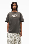 alexander wang money heart tee in compact jersey washed black