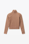 alexander wang 水晶尼龙烫钻徽标高领上衣 dark rose beige