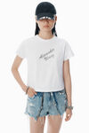 Alexander Wang white white crystal hotfix & cotton logo tee