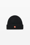 alexander wang 强缩羊毛罗纹针织帽 black