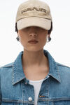 Alexander Wang weathered tan 3d 徽标装饰刺绣植绒牛仔布帽
