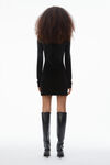 Alexander Wang washed nickel long-sleeve minidress in plush velour