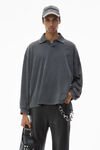 Alexander Wang vintage grey 棉质平纹针织布男士长袖 polo t 恤