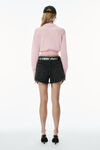 Alexander Wang light pink 美利奴羊毛高频堆叠徽标装饰开衫