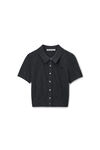 Alexander Wang charcoal 徽标装饰羊毛刺绣 polo 开衫