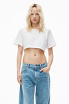 alexander wang crop tee in high twist jersey  white
