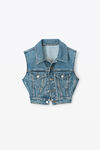alexander wang 牛仔紧身机车背心 vintage medium indigo