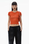 Alexander Wang fiery red crystal hotfix tee in ribbed jersey
